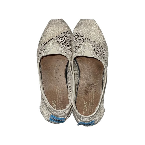 Toms Cream Floral Lace Lightweight Ballet Flats Women's 7.5 - Picture 8 of 10